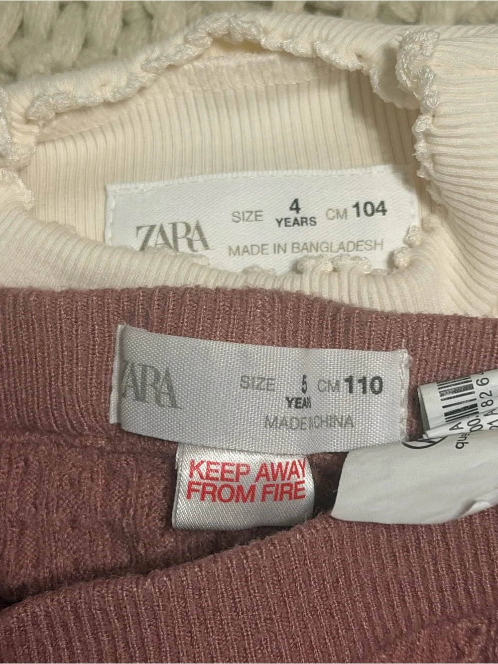 Zara Cream Ribbed Crew Longsleeve with Subtle Heart and Zara Mauve Tights